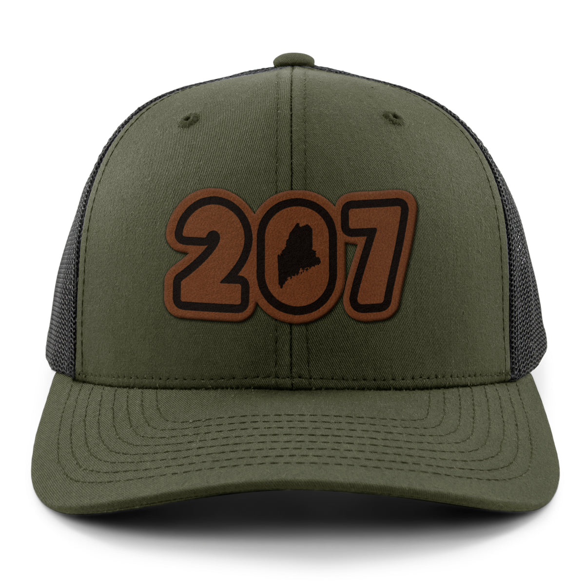 207 Maine Leather Patch Classic Snapback Trucker - Chowdaheadz