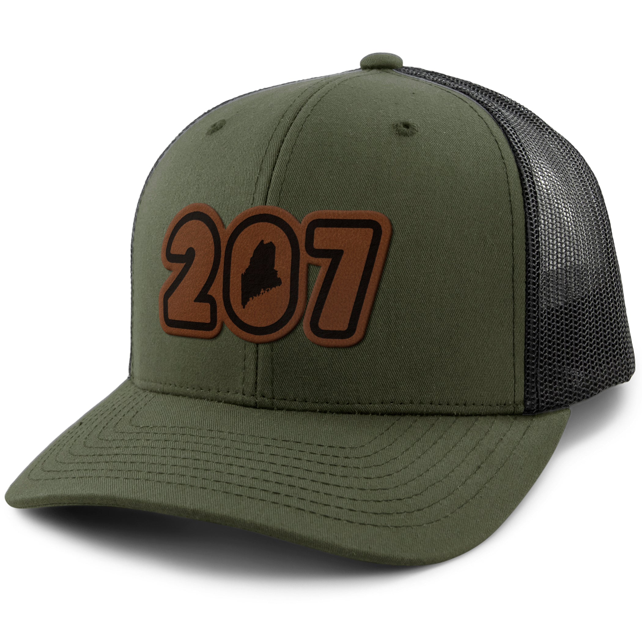 207 Maine Leather Patch Classic Snapback Trucker - Chowdaheadz