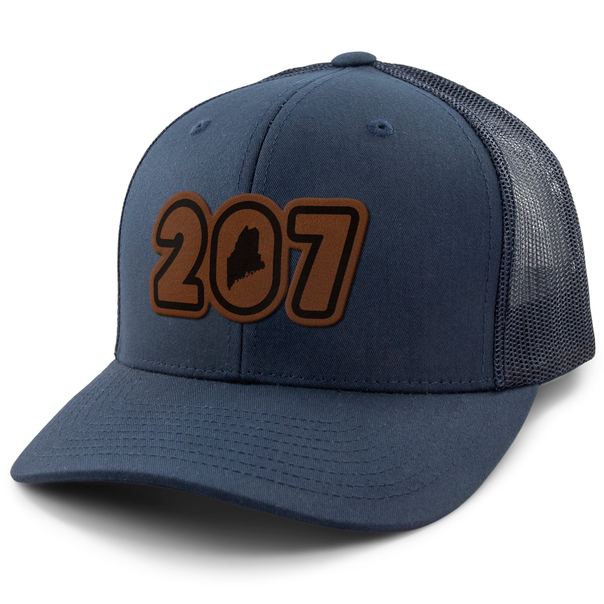 207 Maine Leather Patch Classic Snapback Trucker - Chowdaheadz