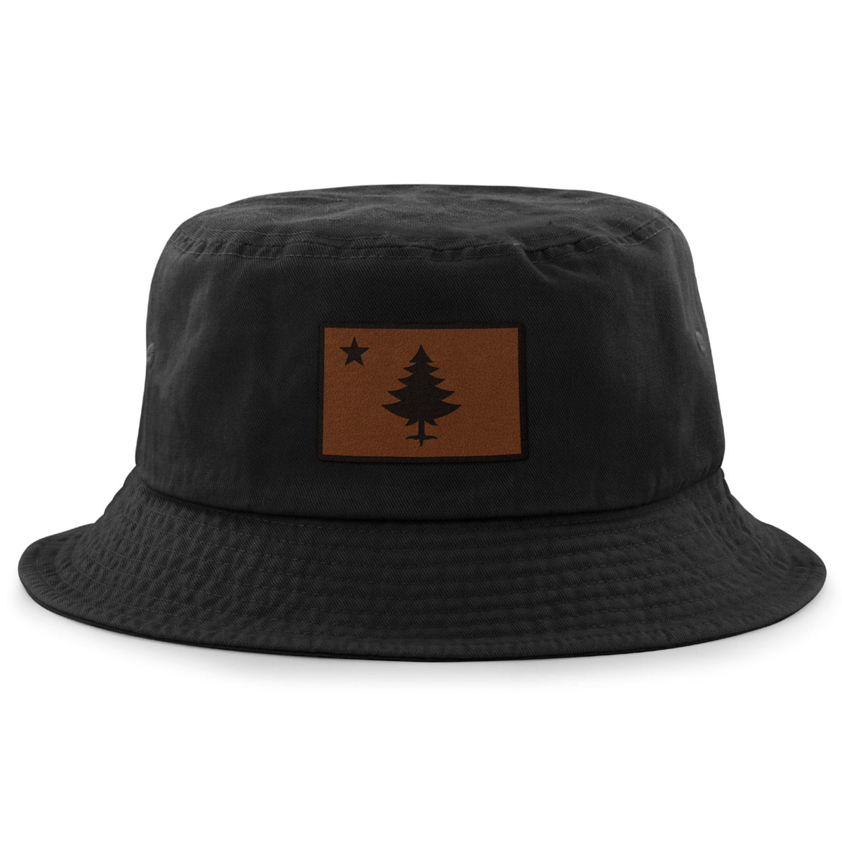 Vintage Maine Flag Leather Patch Bucket Hat - Chowdaheadz