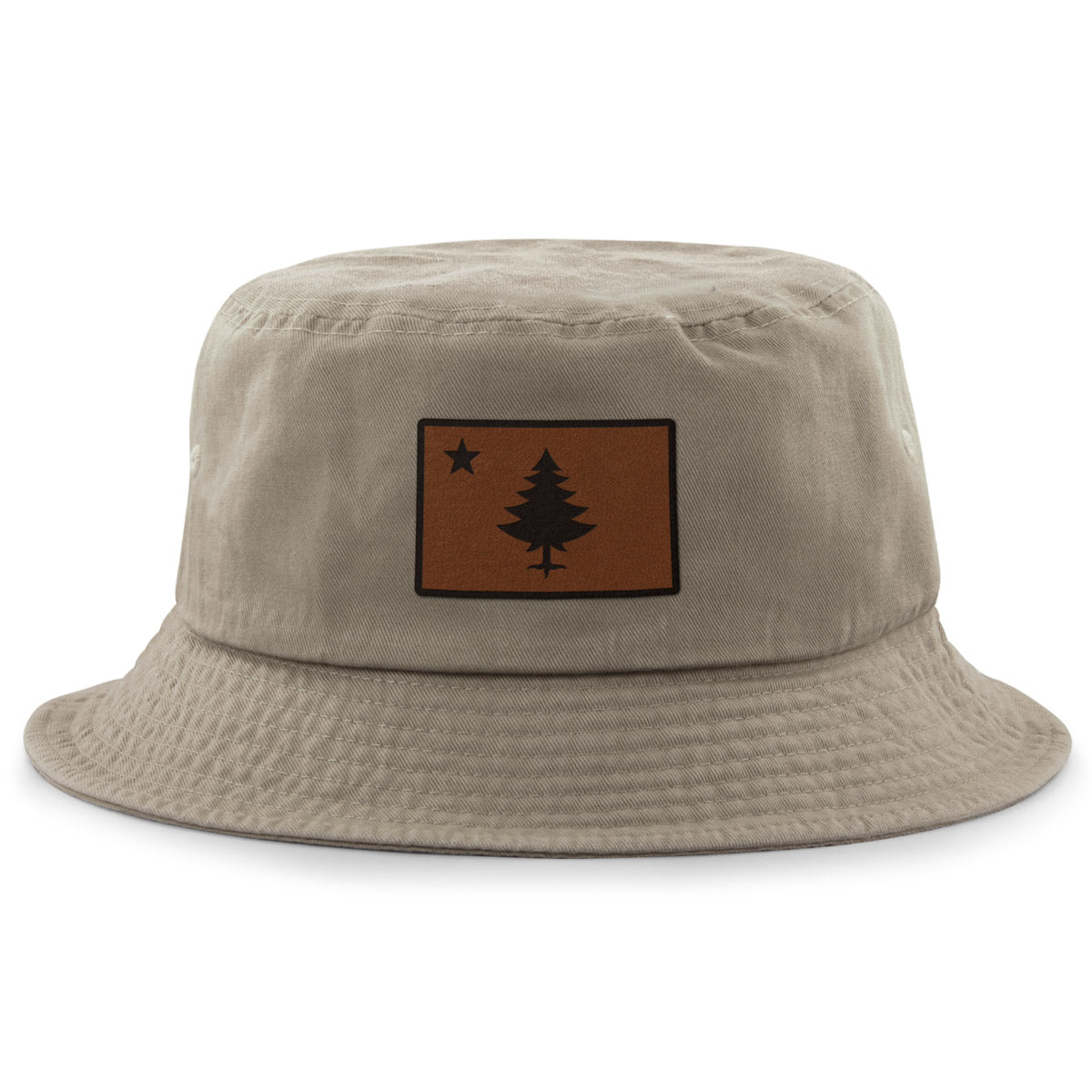 Vintage Maine Flag Leather Patch Bucket Hat - Chowdaheadz