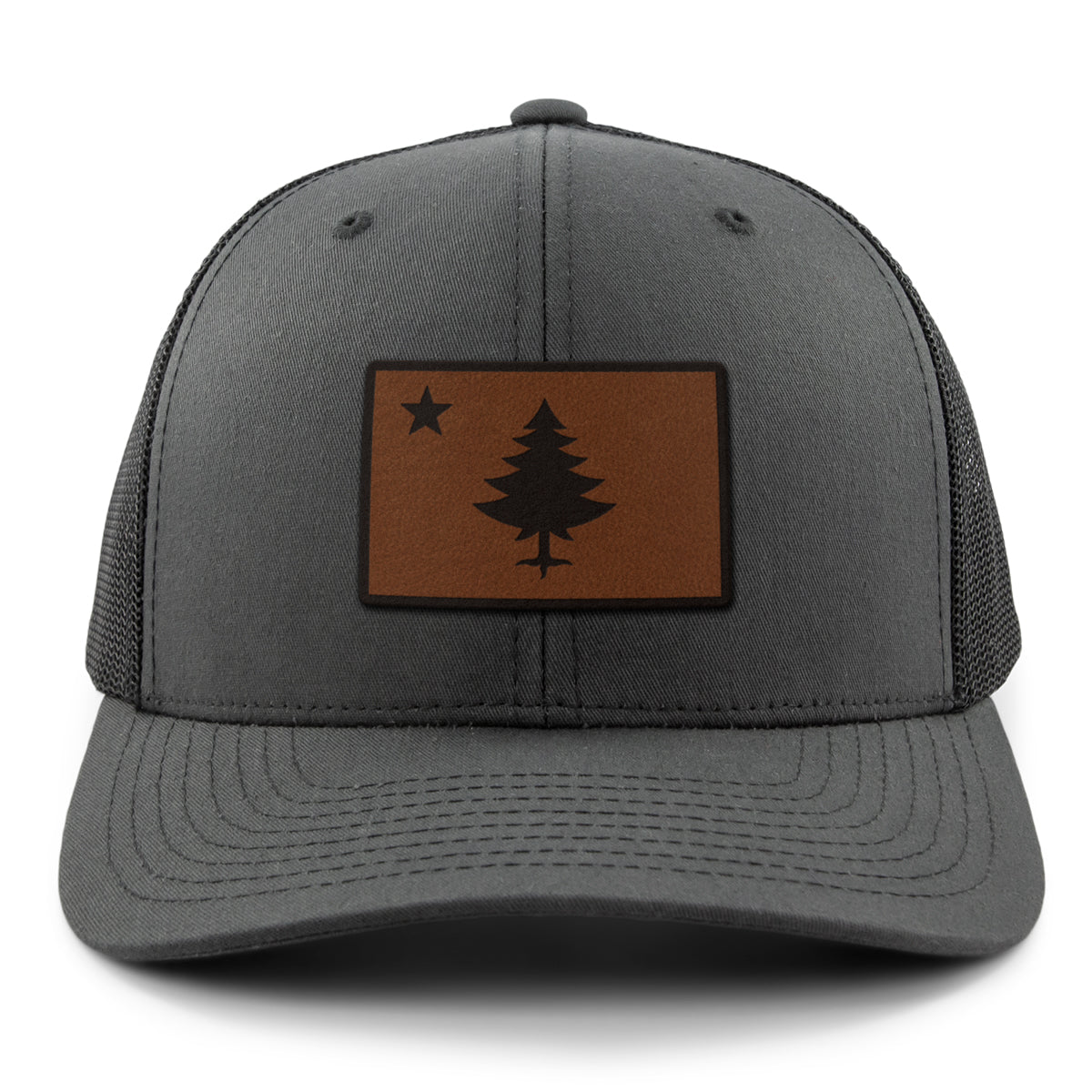 Vintage Maine Flag Leather Patch Classic Snapback Trucker - Chowdaheadz