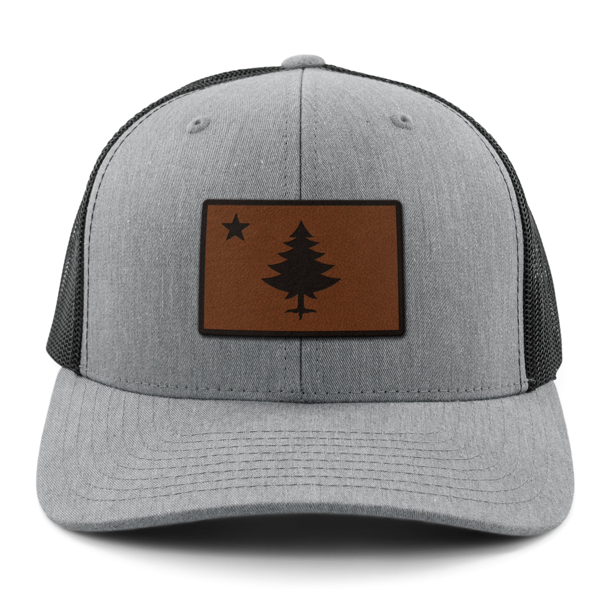 Vintage Maine Flag Leather Patch Classic Snapback Trucker - Chowdaheadz