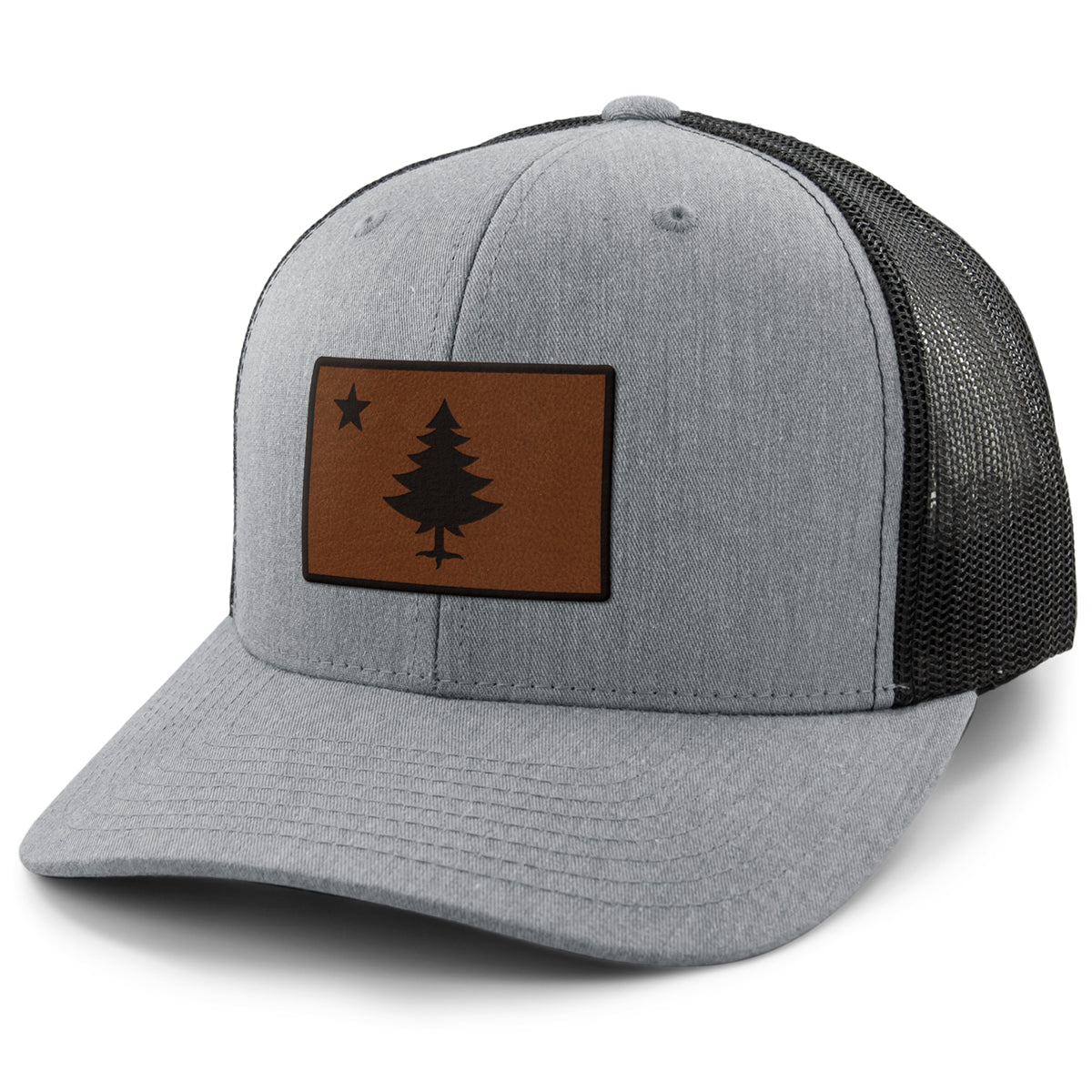 Vintage Maine Flag Leather Patch Classic Snapback Trucker - Chowdaheadz
