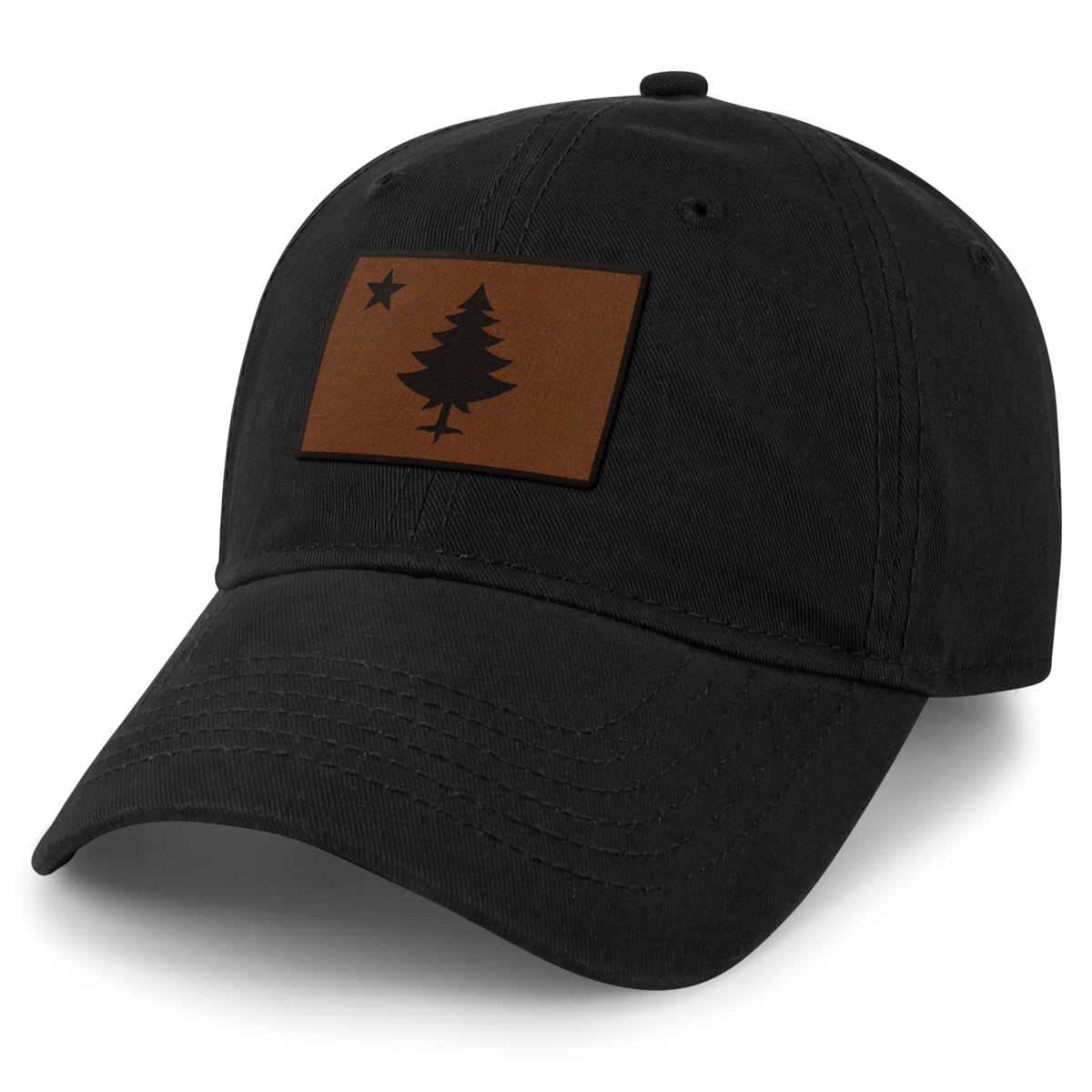 Vintage Maine Flag Leather Patch Dad Hat - Chowdaheadz