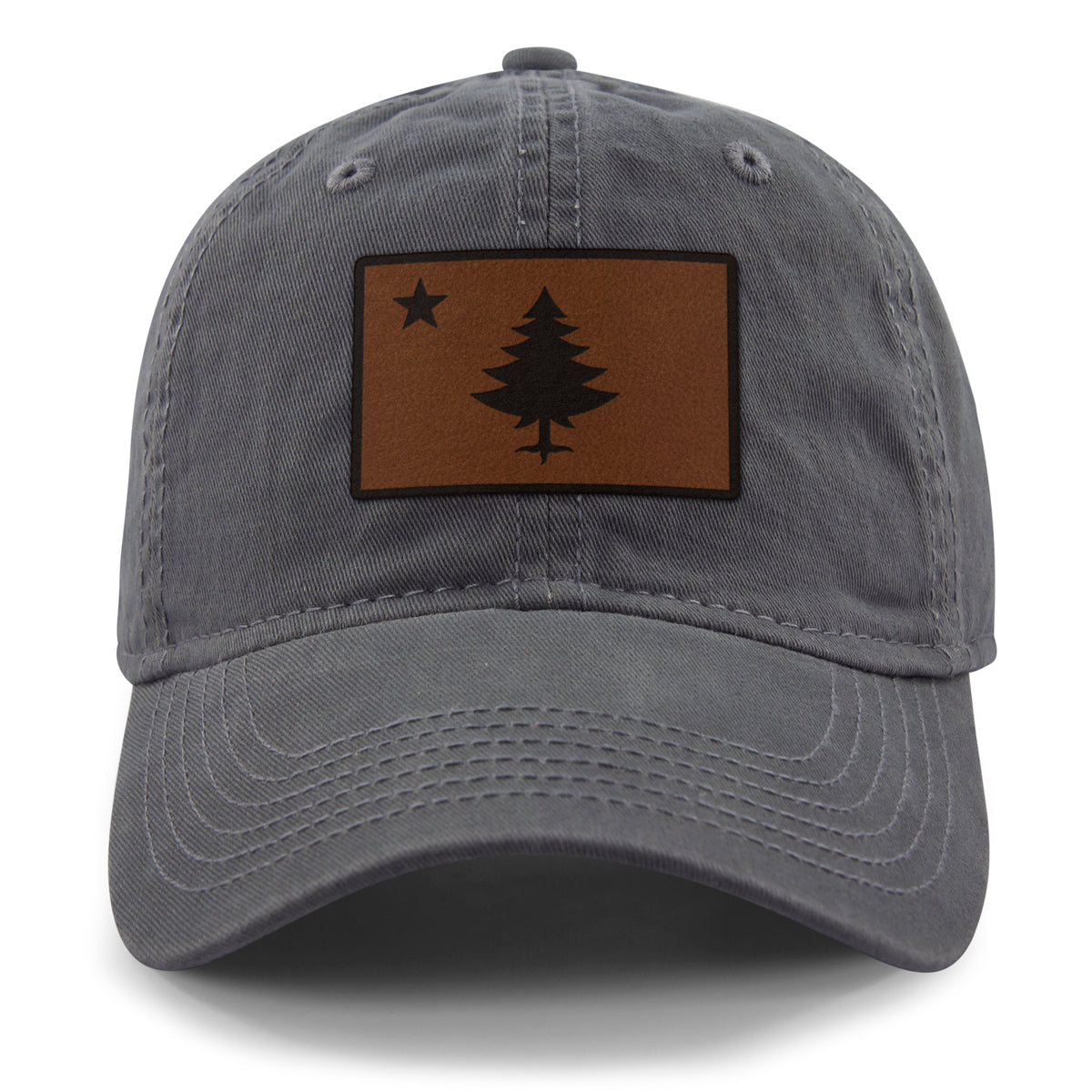 Vintage Maine Flag Leather Patch Dad Hat - Chowdaheadz