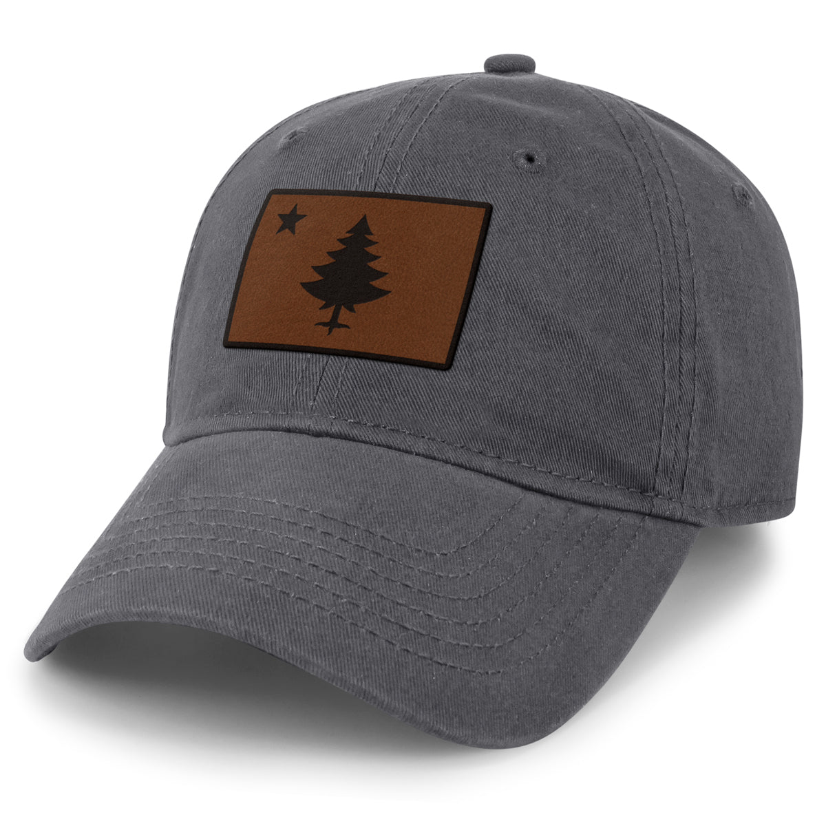Vintage Maine Flag Leather Patch Dad Hat - Chowdaheadz