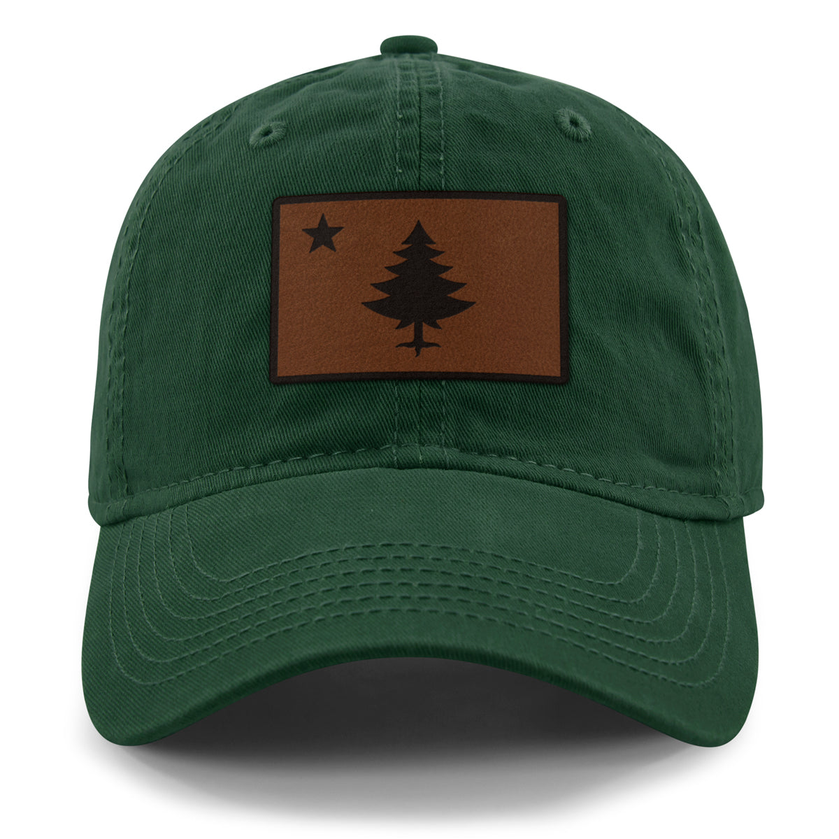 Vintage Maine Flag Leather Patch Dad Hat - Chowdaheadz