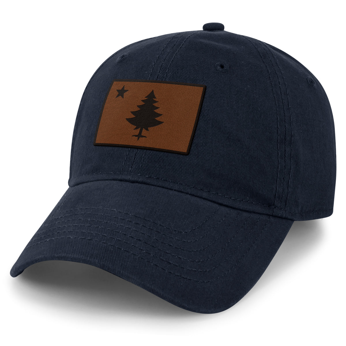Vintage Maine Flag Leather Patch Dad Hat - Chowdaheadz