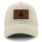 Vintage Maine Flag Leather Patch Dad Hat - Chowdaheadz