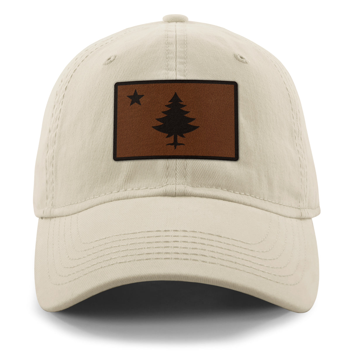 Vintage Maine Flag Leather Patch Dad Hat - Chowdaheadz