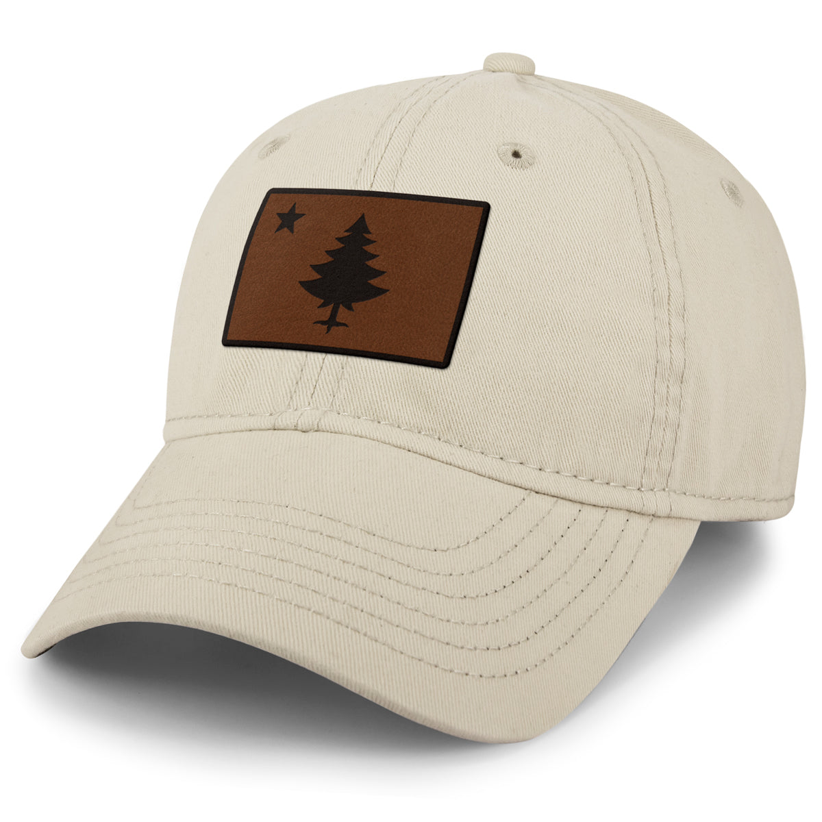 Vintage Maine Flag Leather Patch Dad Hat - Chowdaheadz