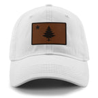 Vintage Maine Flag Leather Patch Dad Hat - Chowdaheadz