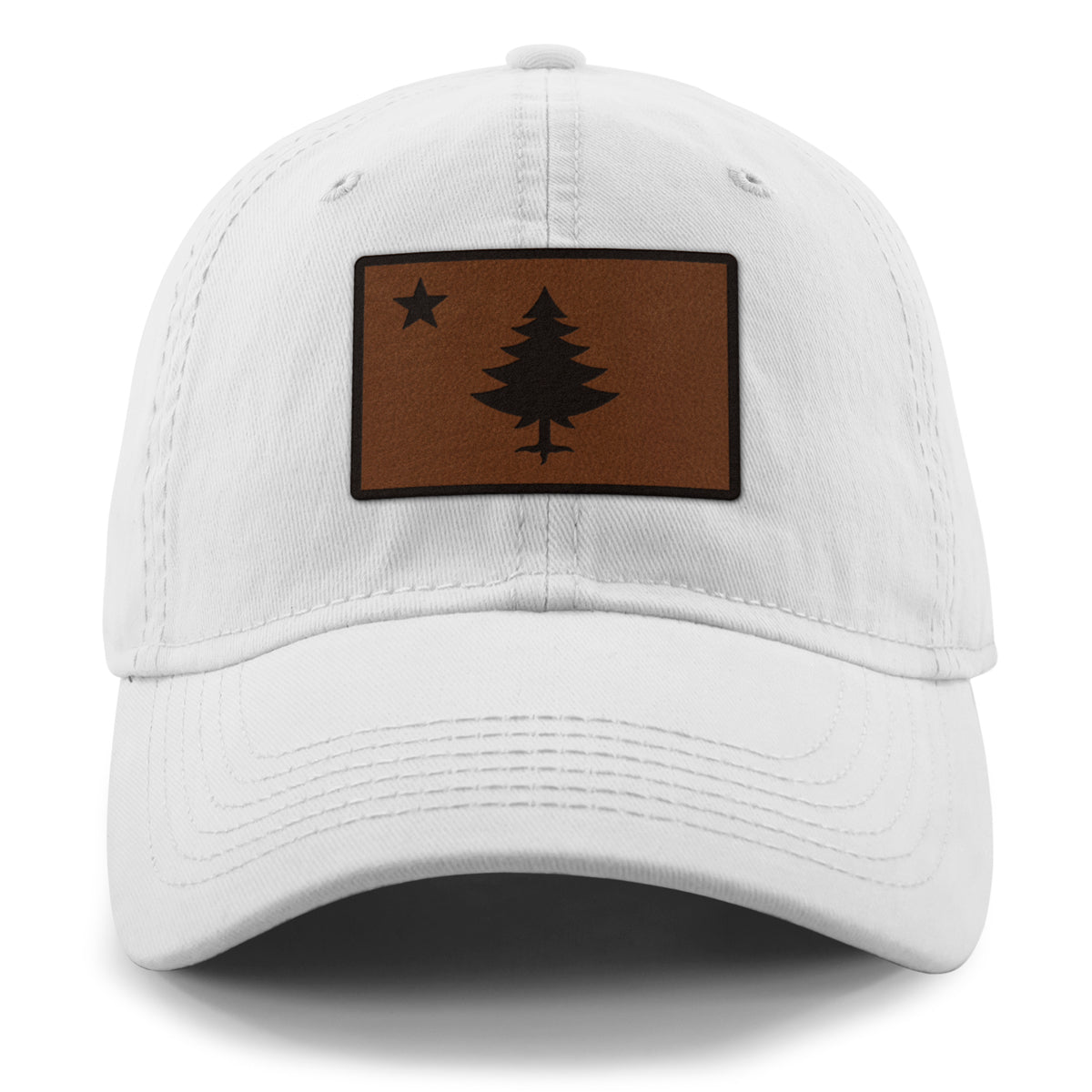 Vintage Maine Flag Leather Patch Dad Hat - Chowdaheadz