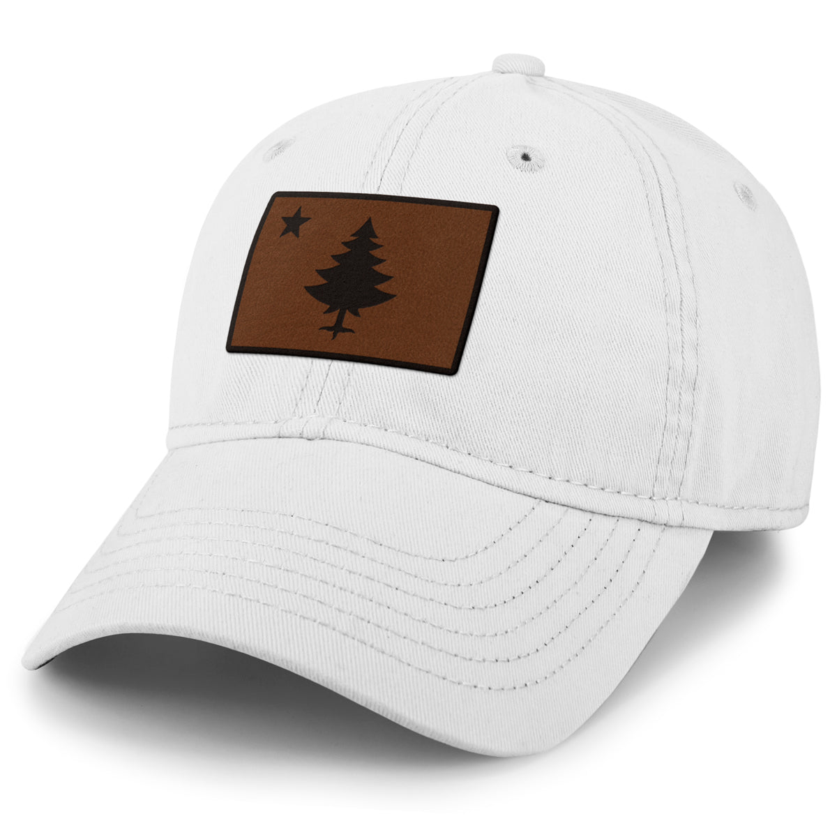 Vintage Maine Flag Leather Patch Dad Hat - Chowdaheadz