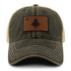 Vintage Maine Flag Leather Patch Dirty Water Trucker - Chowdaheadz