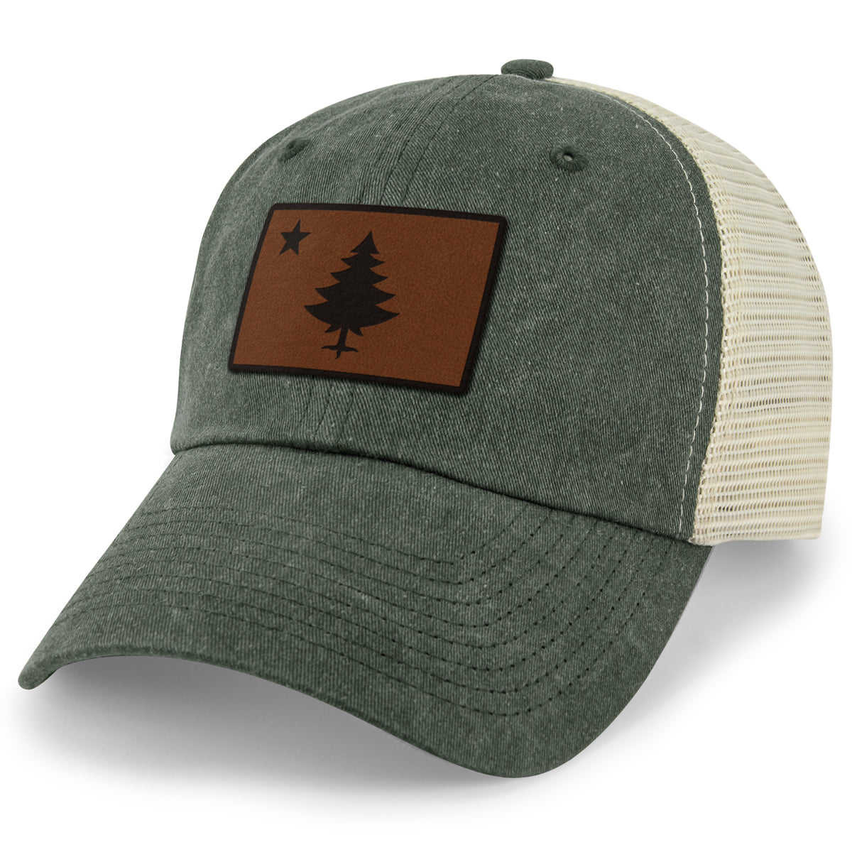 Vintage Maine Flag Leather Patch Relaxed Trucker - Chowdaheadz