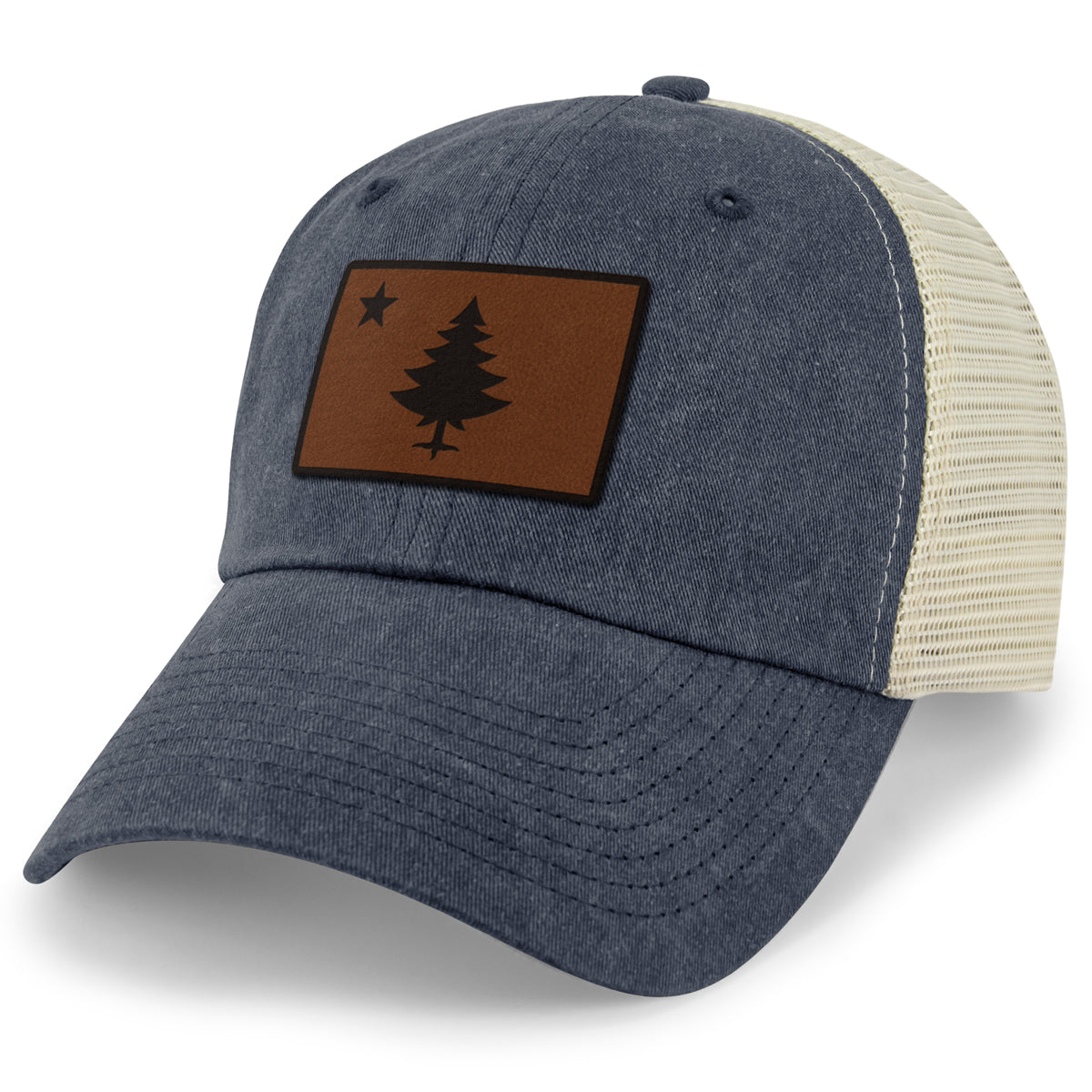 Vintage Maine Flag Leather Patch Relaxed Trucker - Chowdaheadz