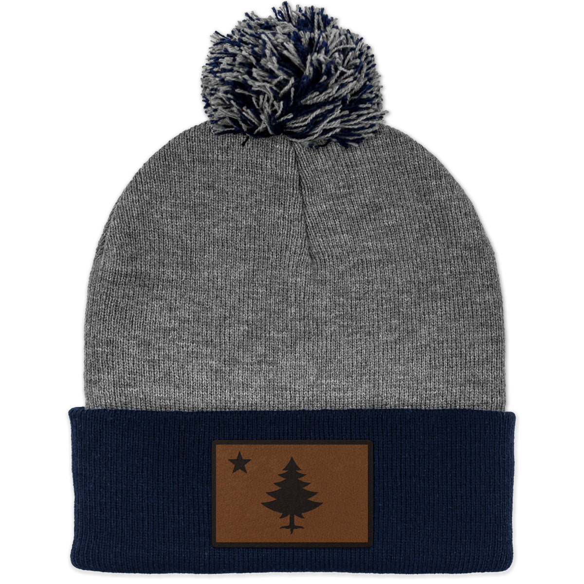 Vintage Maine Flag Leather Patch Two Tone Knit