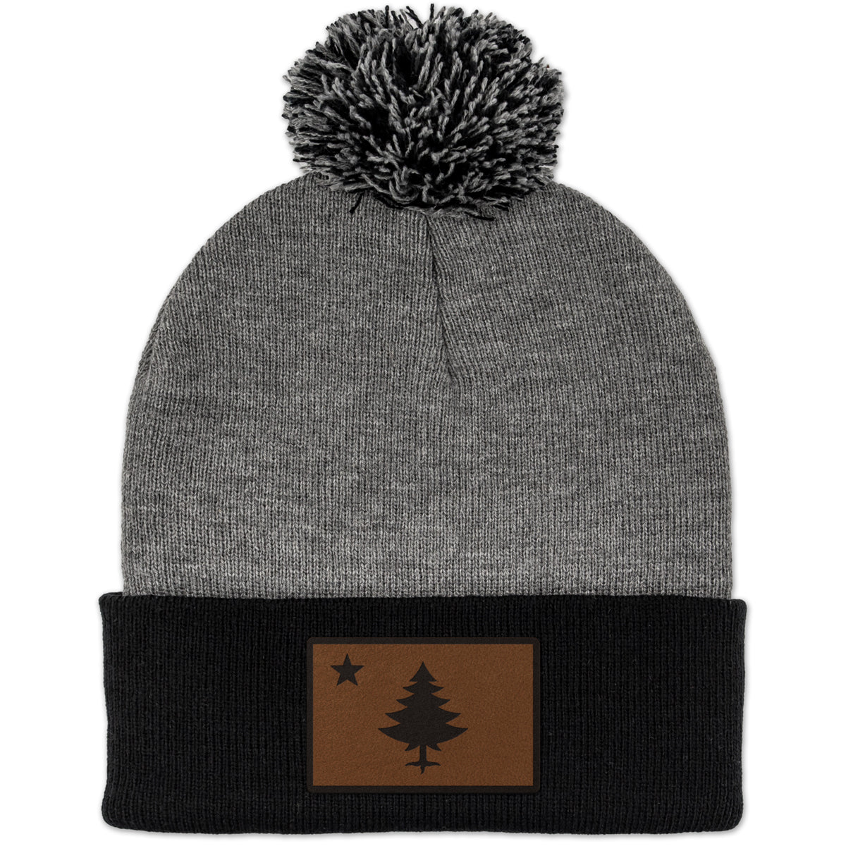 Vintage Maine Flag Leather Patch Two Tone Knit