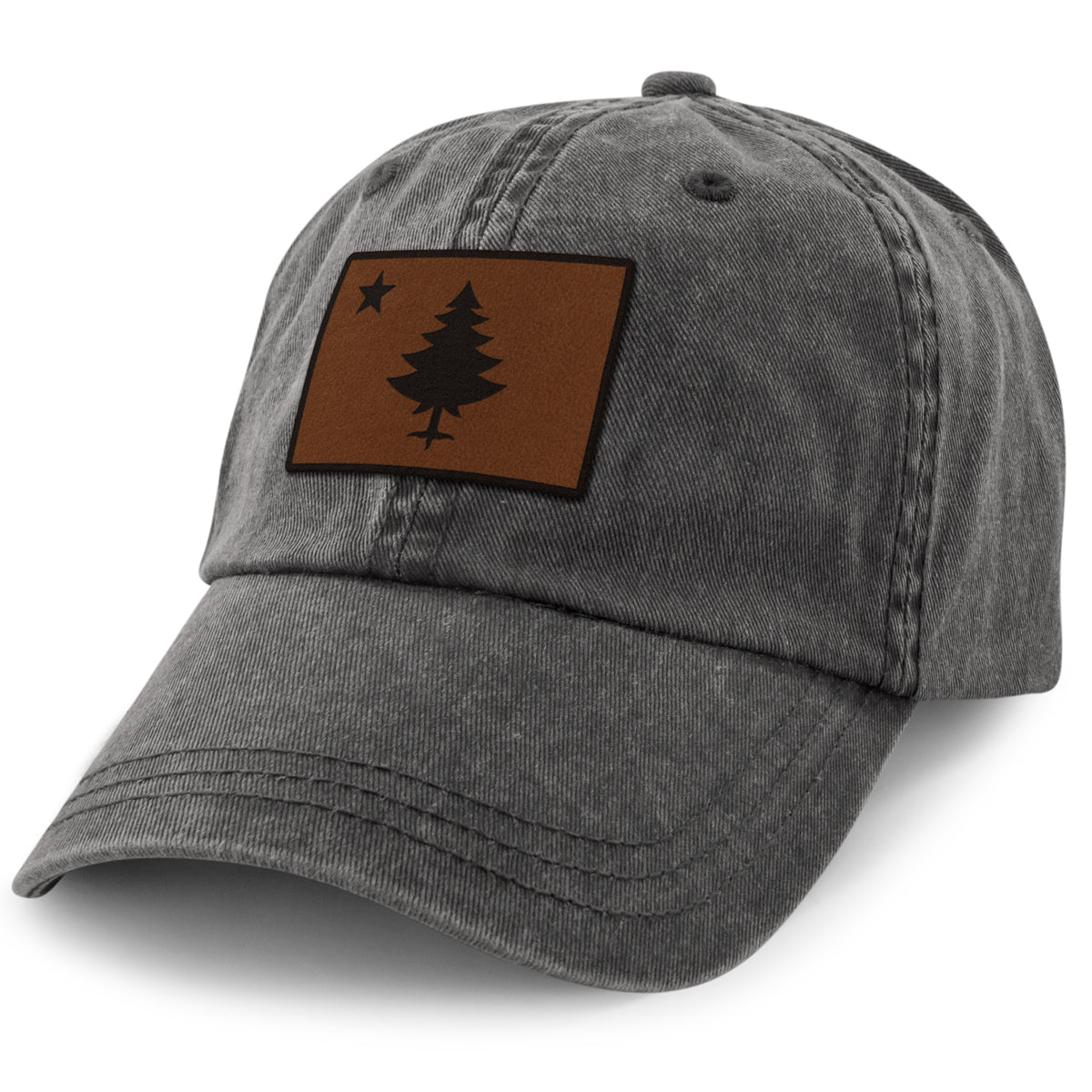 Vintage Maine Flag Leather Patch Washed Dad Hat - Chowdaheadz