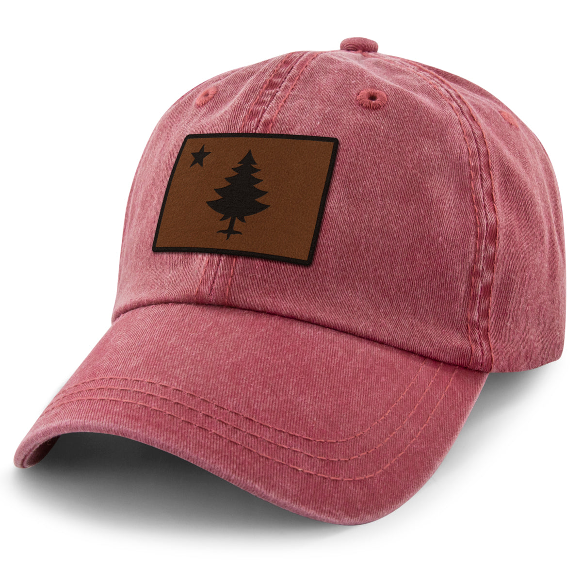 Vintage Maine Flag Leather Patch Washed Dad Hat - Chowdaheadz