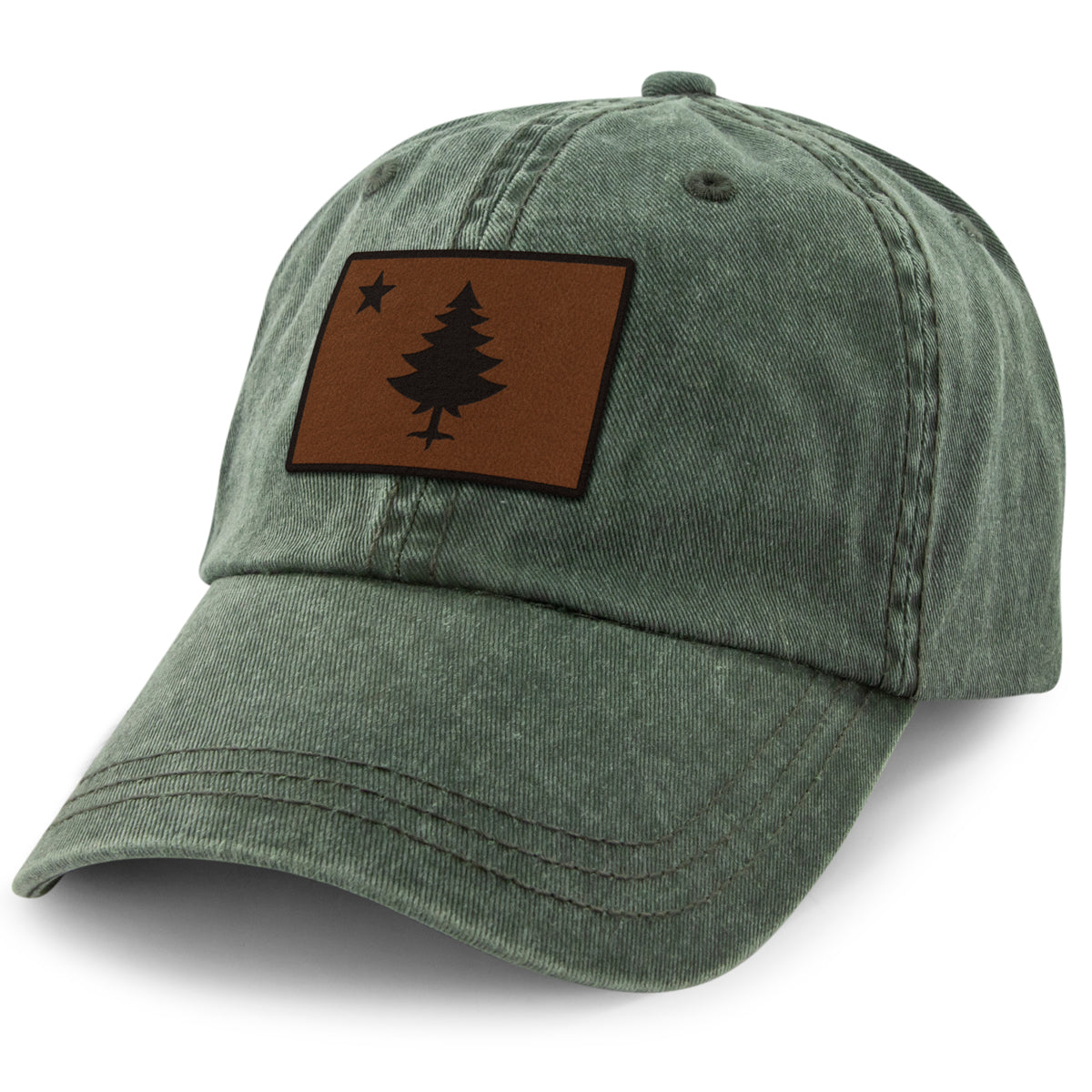 Vintage Maine Flag Leather Patch Washed Dad Hat - Chowdaheadz