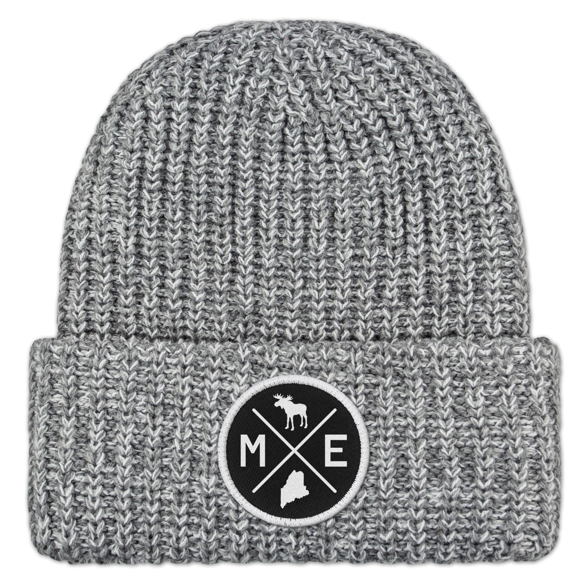 Maine Circle Emblem Chunky Knit Winter Hat