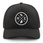 Front of black Maine Circle Emblem performance hat with circular Maine patch