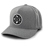 Maine Circle Emblem performance hat in gray — Maine emblem patch on perforated 5-panel cap