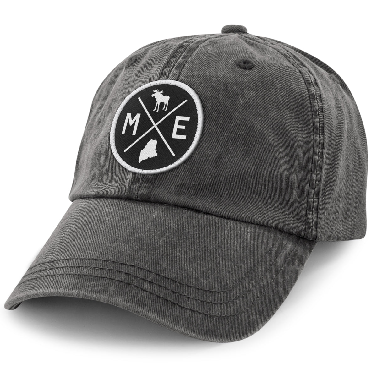 Maine Circle Emblem Washed Dad Hat - Chowdaheadz