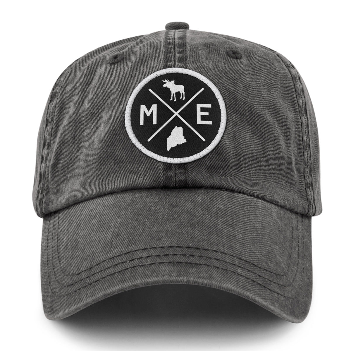 Maine Circle Emblem Washed Dad Hat - Chowdaheadz