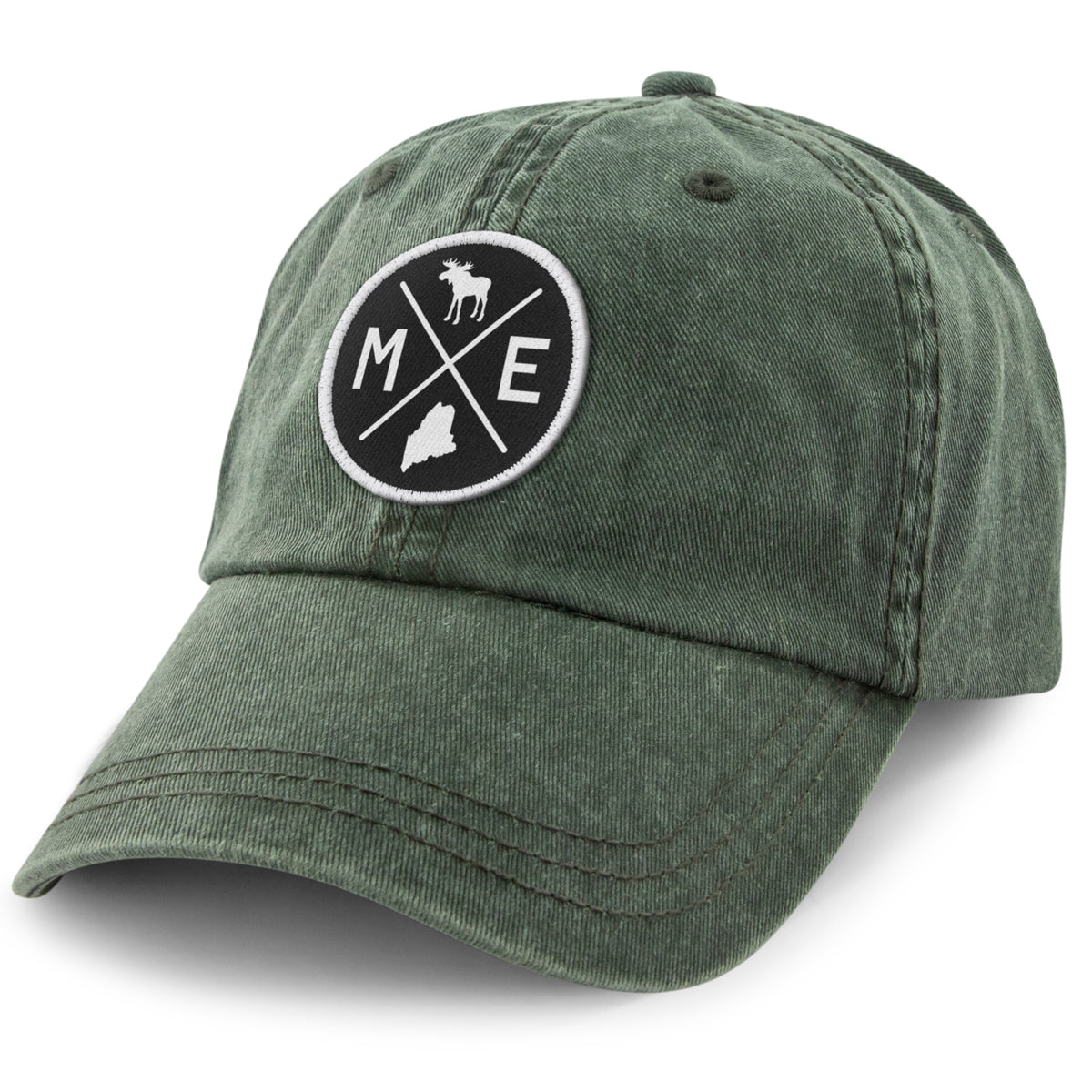 Maine Circle Emblem Washed Dad Hat - Chowdaheadz