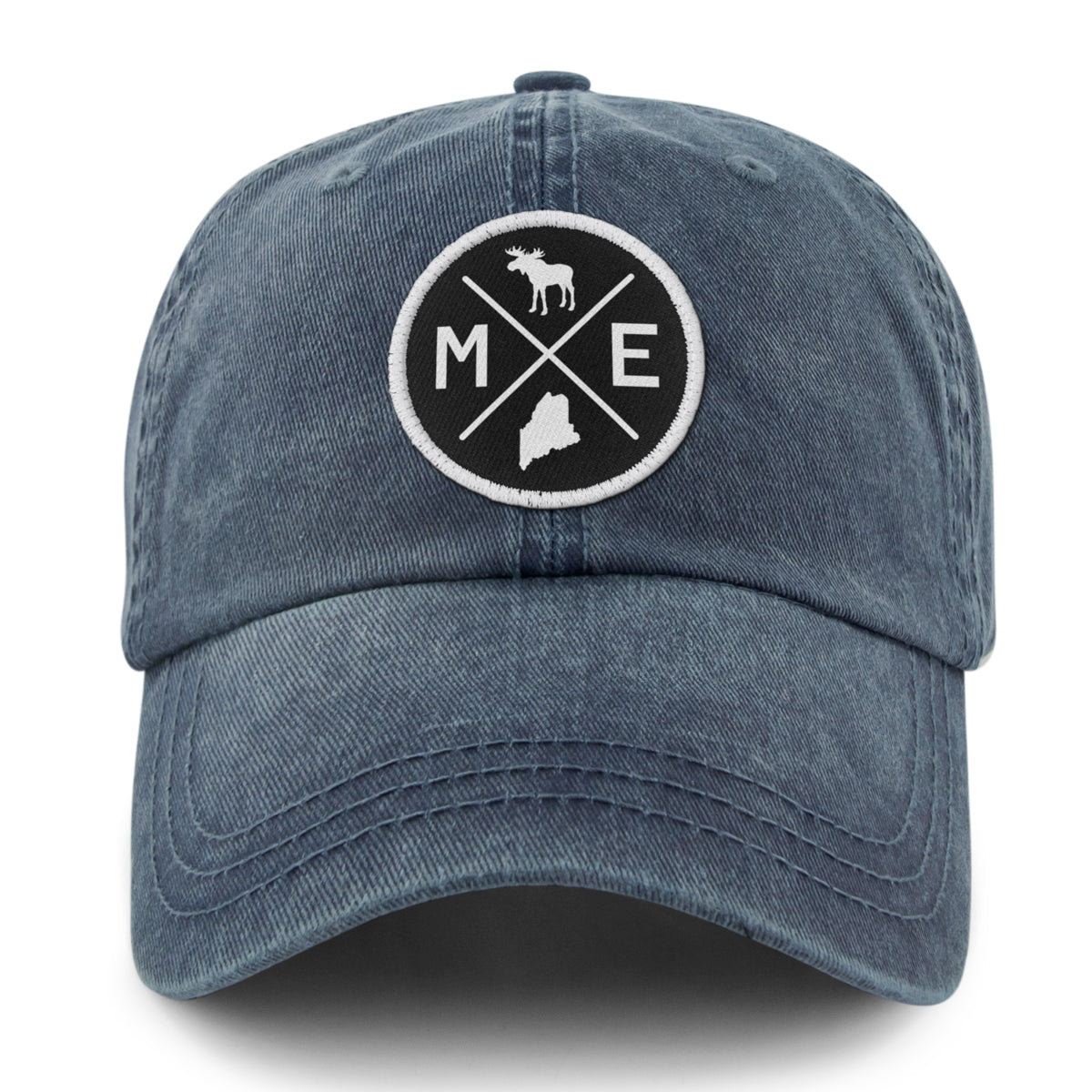 Maine Circle Emblem Washed Dad Hat - Chowdaheadz