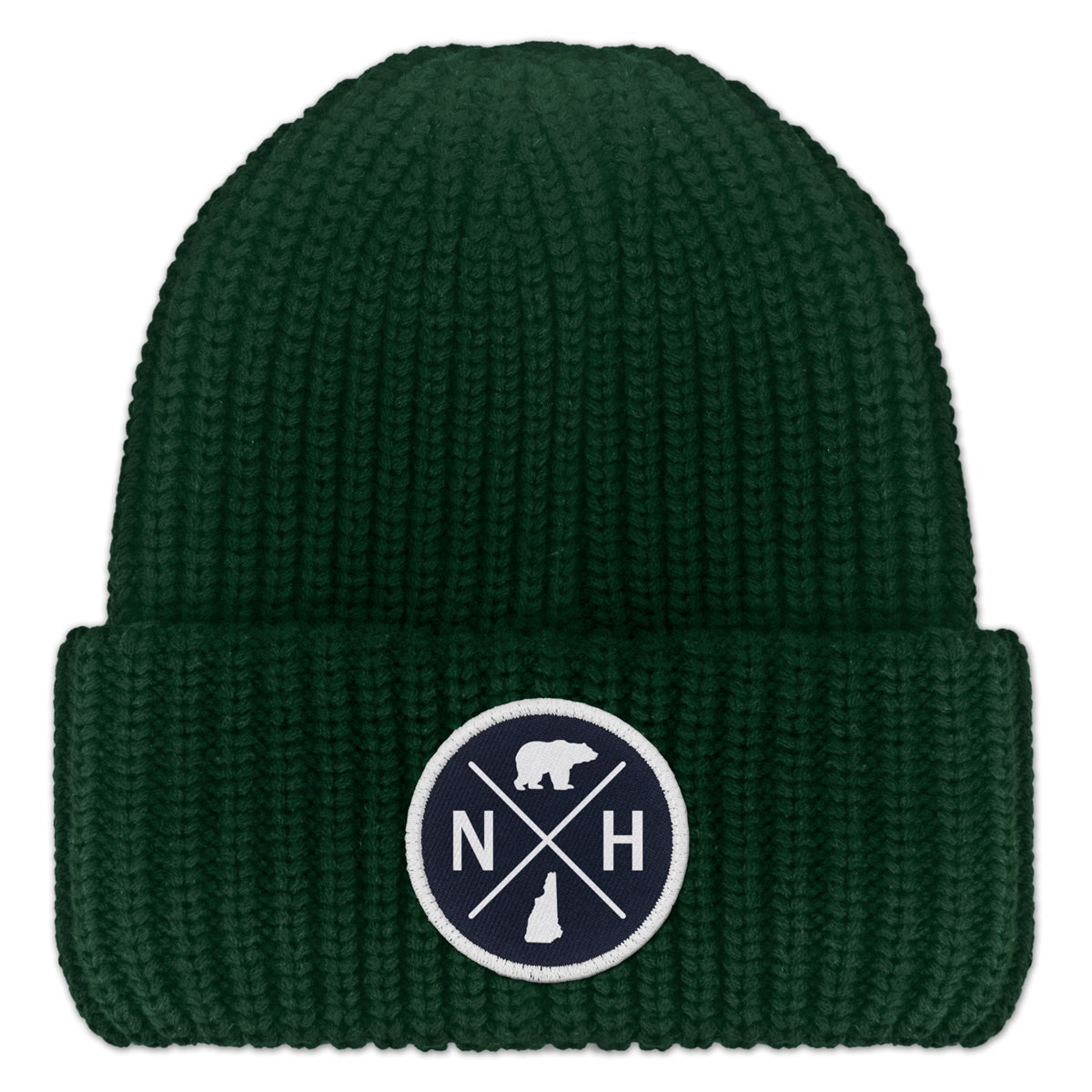 NH Circle Emblem Chunky Knit Winter Hat - Chowdaheadz
