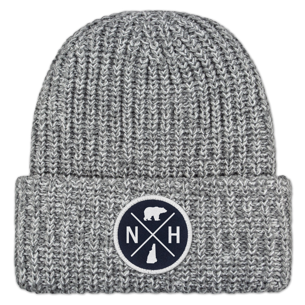 NH Circle Emblem Chunky Knit Winter Hat - Chowdaheadz