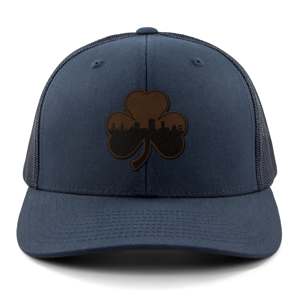 Shamrock Sticker Boston Boston Shamrock Skyline Leather Patch Classic Snapback Trucker Hat ...