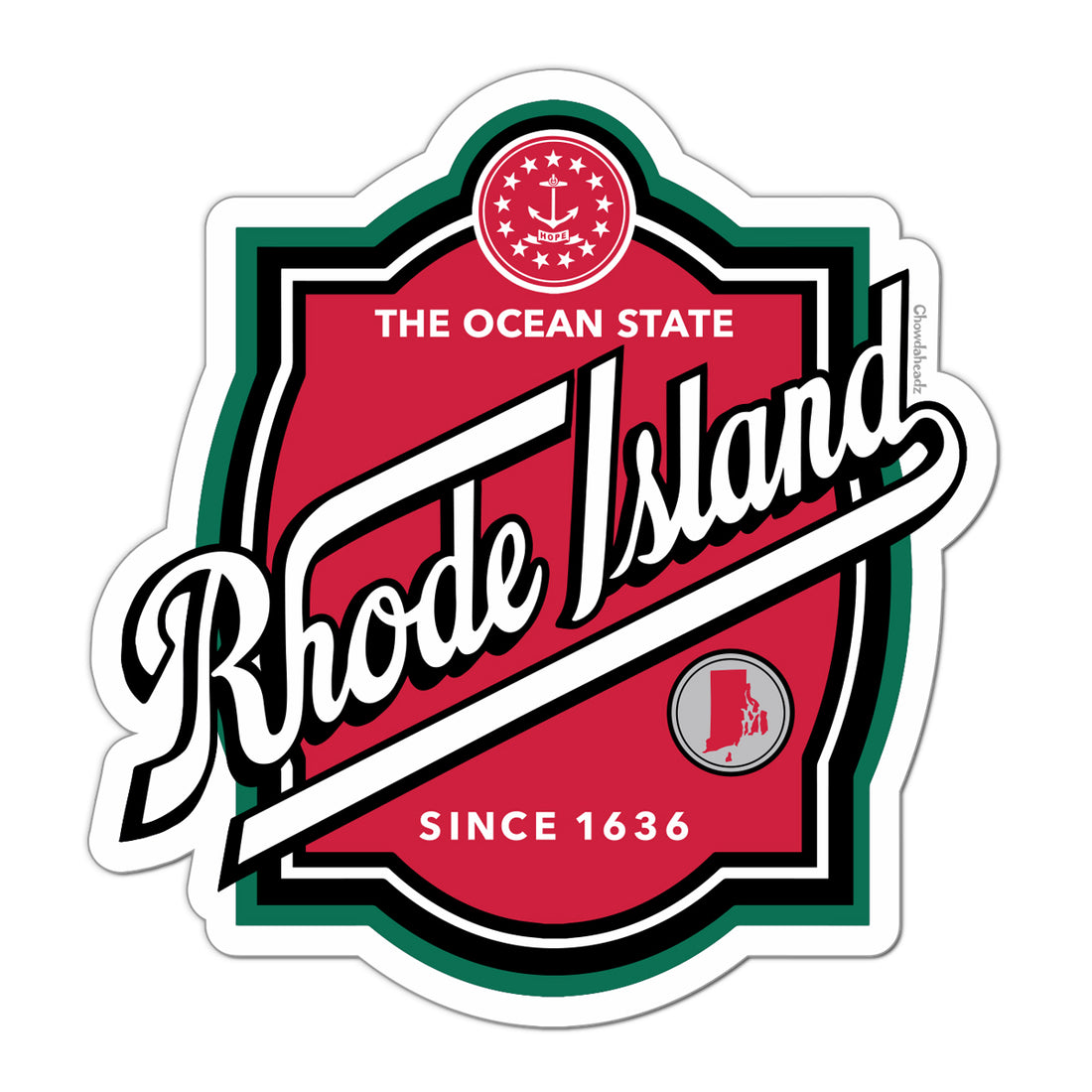 Rhode Island Label Sticker - Chowdaheadz