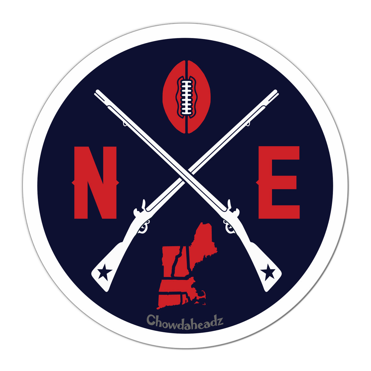 New England Football Emblem Sticker - Chowdaheadz