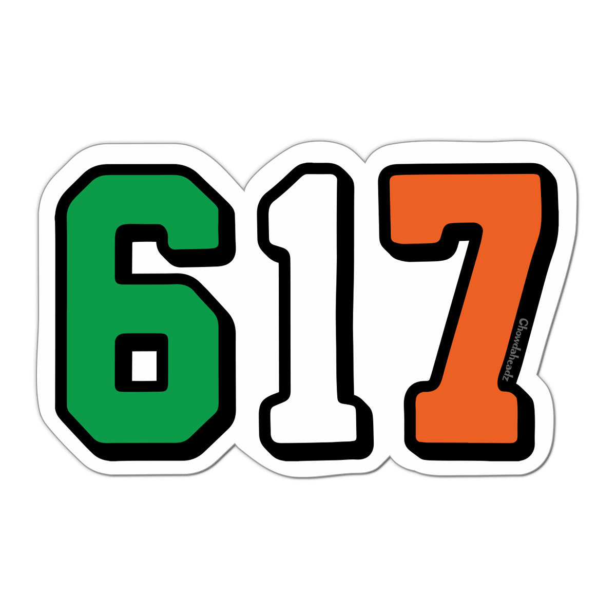 Boston 617 Irish Flag Sticker - Chowdaheadz