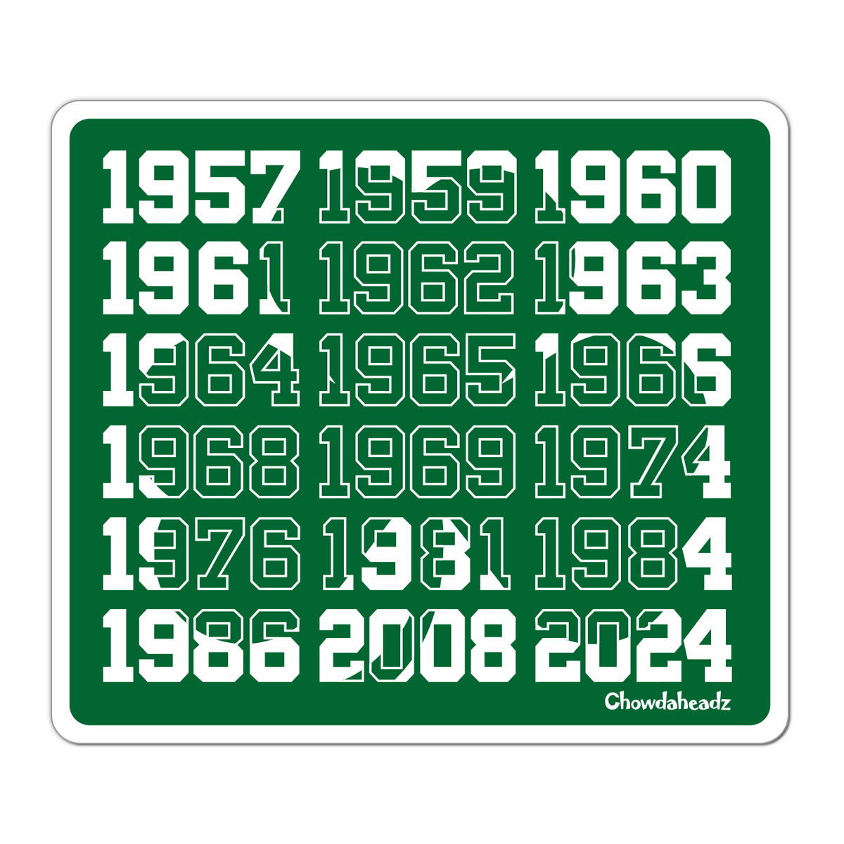 Shamrock Sticker Boston Boston Championship Dates Shamrock Sticker – Chowdaheadz