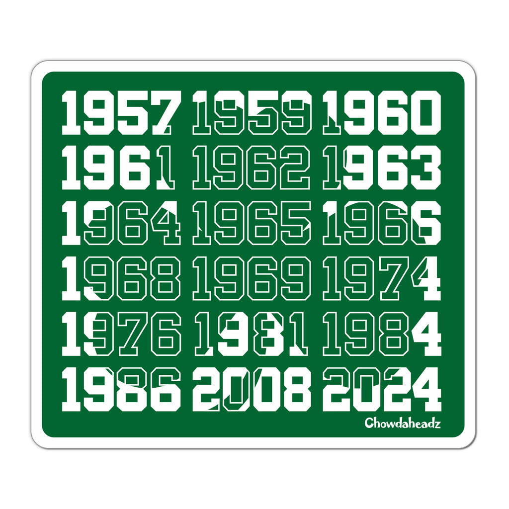 Boston Championship Dates Shamrock Sticker - Chowdaheadz