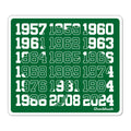 Boston Championship Dates Shamrock Sticker