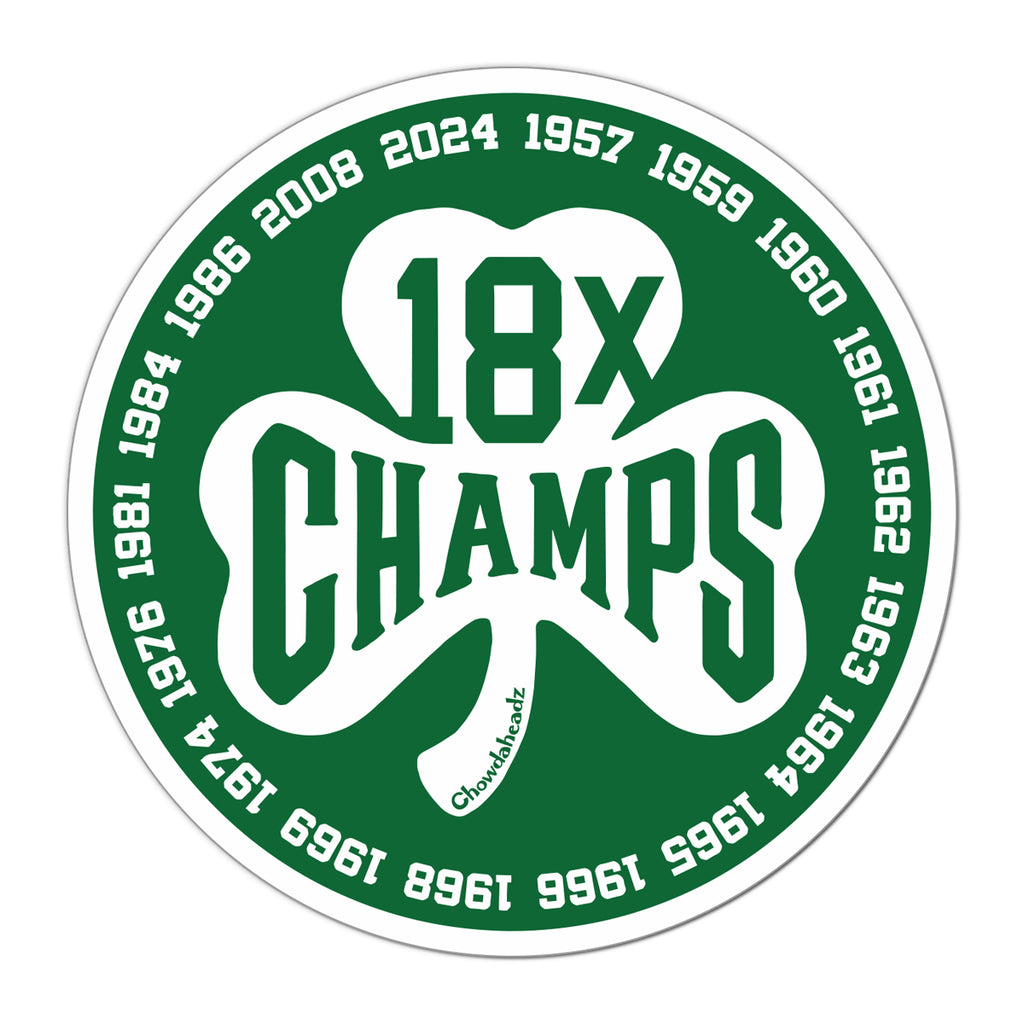 Boston 18x Champs Shamrock Sticker - Chowdaheadz