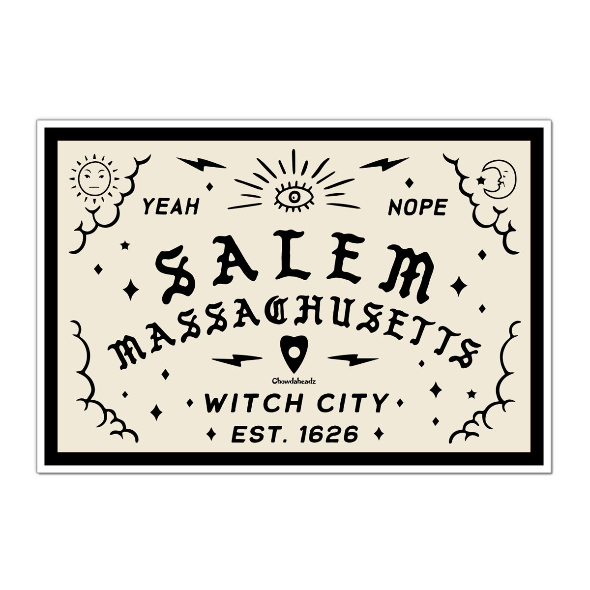 Salem Mass Spirit Board Sticker - Chowdaheadz