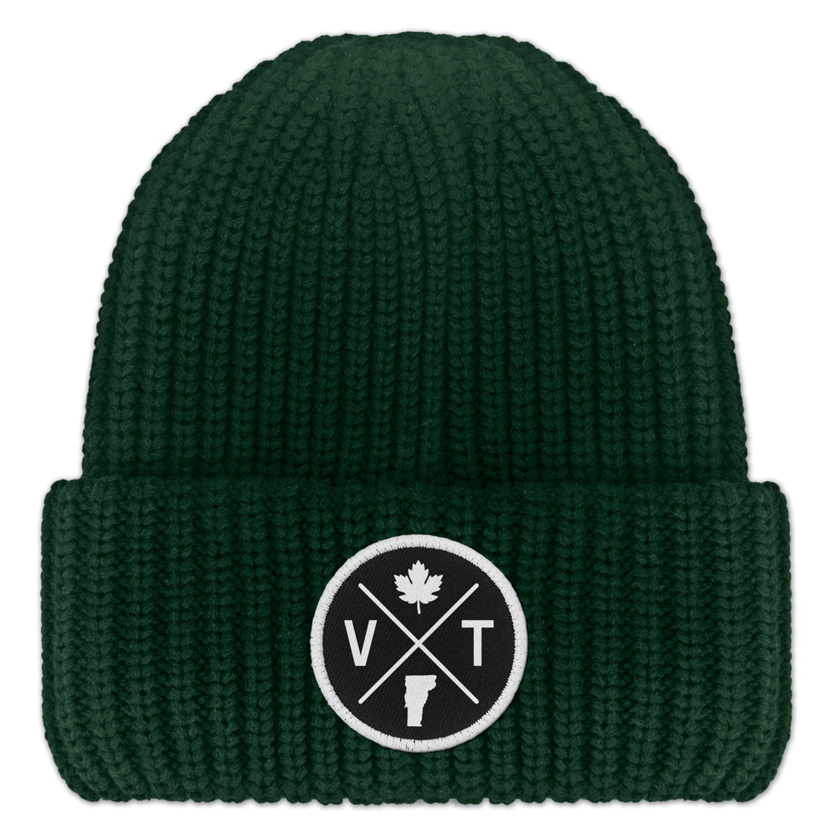 Vermont Circle Emblem Chunky Knit Winter Hat - Chowdaheadz