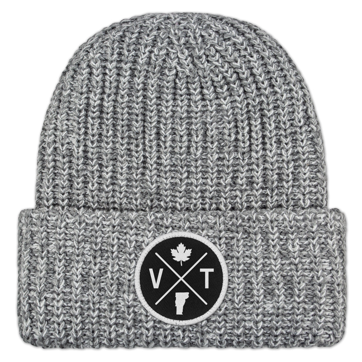 Vermont Circle Emblem Chunky Knit Winter Hat - Chowdaheadz