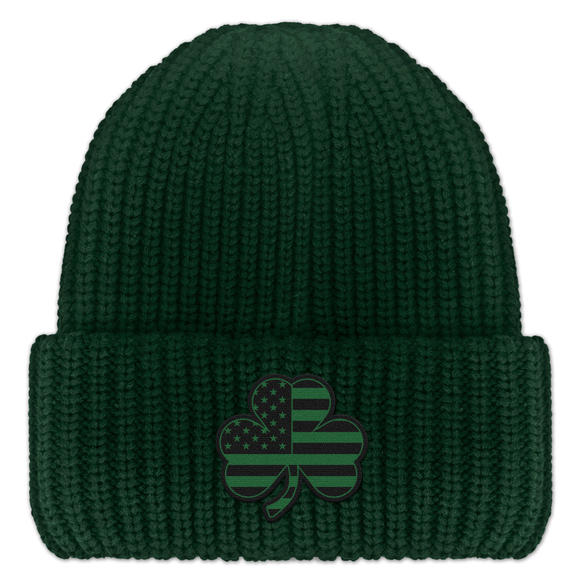 Shamrock Stars & Stripes Tonal Chunky Knit Winter Hat - Chowdaheadz