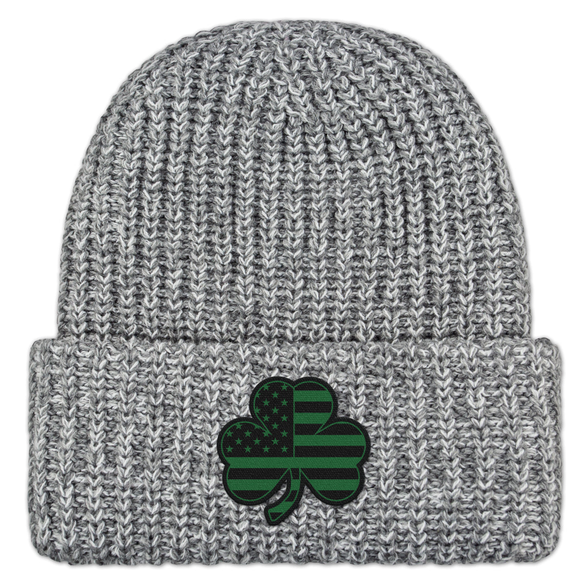 Shamrock Stars & Stripes Tonal Chunky Knit Winter Hat - Chowdaheadz