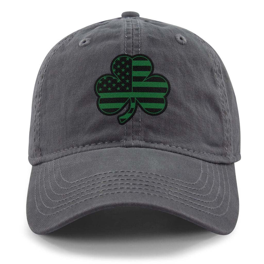 Shamrock Stars & Stripes Tonal Dad Hat — front view in Charcoal